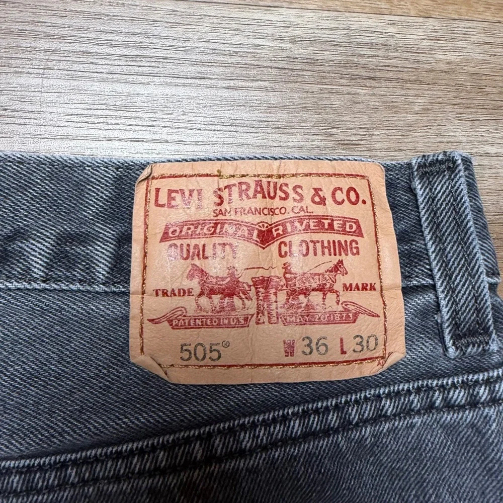 Levi's 505 Regular Fit Jeans Mens 36x30 Grey Straight Leg Denim Pants Y2K